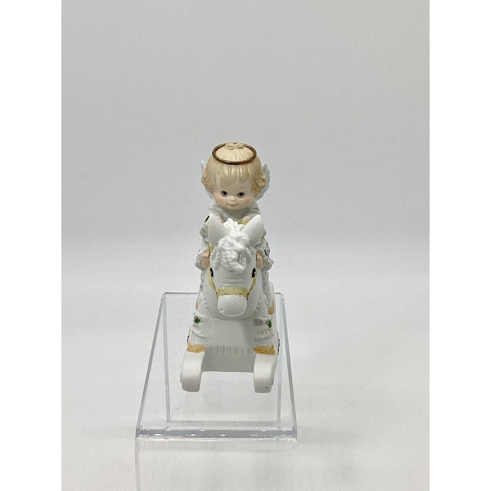 Enesco Holly Babes Angel Rocking Horse Musical Figurine, Christmas (#6.9-1118) - Picture 7 of 16
